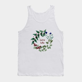 Flowers Berries Watercolors Plant Garden Floral Tank Top